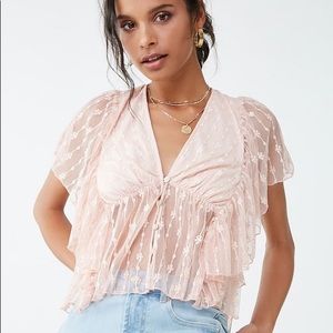 ILLA ILLA Sheer Butterfly-Sleeved Pink Top ❣️ NWT